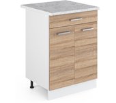 Vicco mueble bajo de cocina r-line, sonoma, 60 cm et mármol