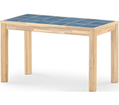Mesa comedor jardin 125x65 de madera y ceramica azul- bisbal