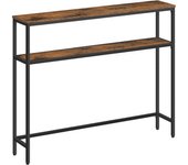 Mesa consola, mesa auxiliar estrecha, 20x80x100 cm, moderna, con 2 estantes, para recibidor, entrada, marrón rústico