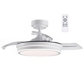 Ventilador de techo led motor dc con aspas retráctiles moss mini cct 35w blanco ø91cm cristalrecord