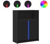 Aparador | aparador de comedor | armario de cocina con led madera de ingeniería negro 77x34x100 cm cfw78974
