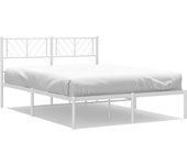 Estructura cama sin colchón con cabecero metal blanco 135x190cm