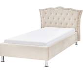 Beliani cama con somier de terciopelo beige/plateado 90 x 200 cm metz