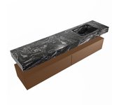 Mondiaz alan-dlux 200cm mueble de baño rust 2 cajones. con lavabo cloud derecho sin orificios color lava