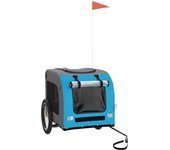 Remolque de bicicleta mascotas hierro tela oxford azul gris cfw80981