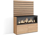 Aparador, 107x35x145cm, dormitorio, habitación, chimenea eléctrica xxl, roble