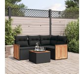 Set de muebles de jardín 5 piezas | conjunto de jardín de ocio | set de comedor de jardín y cojines ratán sintético negro cfw344314