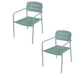 Pack de 2 sillas comedor jardín moshi apilables de acero con asiento encordado de rafia verde contract