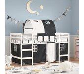 Vidaxl cama alta niños con túnel madera pino blanco negro 90x200 cm