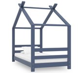 Vidaxl estructura de cama infantil madera maciza pino gris 70x140 cm