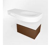 Mondiaz riva 100cm mueble bajo para con lavabo con repisa rust con 1 cajón. con lavabo dulcet derecho 1 orificio talc