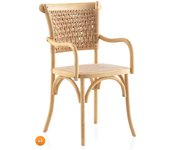 Pack 4 sillones madera de olmo con asiento y respaldo trenzado