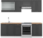 Vicco mueble de cocina fame-line, antracita-oro/blanco, 240 cm , et roble