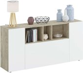 Aparador maud 3 puertas blanco roble alaska 76 cm (alto) x 150 cm (ancho) x 41 cm (prof.)