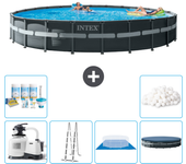 Paquete de piscina - intex - alrededor - 732x732x132 cm + accesorios a2988