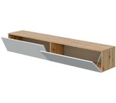 Mueble tv senectus, mueble tv 2 puertas, mueble de salón suspendido, 180x35h28 cm, roble nudoso y blanco