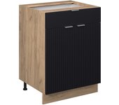 Vicco mueble bajo de cocina fame-line, rayas negras, 60 cm con cajón, sin encimera