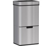 Cubo de basura homcom acero inoxidable, plástico abs gris 42x30x81cm 851-018