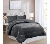 Haradeco manta sherpa para cama con fundas almohada, edredón borreguito terciopelo gruesa abriga(liso gris oscuro, 220x240cm)