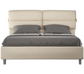 Cama doble nandy en polipiel gris tórtola con contenedor elevado doble