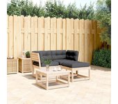 Set de sofás de jardín 3 piezas | conjunto de jardín de ocio | set de comedor de jardín con cojines madera maciza de pino cfw156092