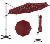 Costway sombrilla terraza exterior con base 3.39x3.39m, parasol jardin excentrico, rotación de 360°, inclinación ajustable, guarda sol jardin exterior