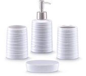 Zeller 18266 set di accessori per bagno, ceramica, bianco, 0.1x0.1x0.1 cm, 4 unità