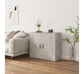 Aparador | aparador de comedor | armario de cocina de madera contrachapada gris hormigón 80x33x70 cm cfw57837