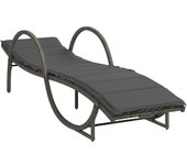 Tumbona | silla de jardín con cojín ratán sintético gris 60x199x42 cm cfw56450