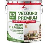 Pintura terciopelo para pared y techo : arcadeco biosourcée terciopelo - 10 l (+ ou - 120m² par couche) blanco crema - ral 9001 - arcane industries