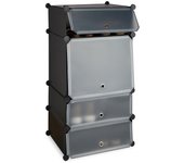 Relaxdays zapatero estrecho modular con 4 compartimentos, plástico, negro, 91 x 49 x 36.5 cm