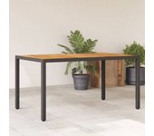 Mesa de jardín y tablero de madera de acacia negra, resina trenzada