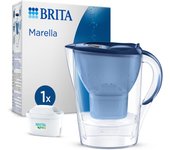 Brita caraffa filtrante marella blu (2,4l) incl 1 cartuccia filtro acqua rubinetto maxtra pro all-in-1 riduce pfas,calcare, cloro, alcune impurità e