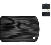 H&h tabla de cortar de madera de bambú negra, 34x22x1,9cm