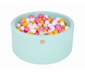Meowbaby piscina de bolas, round seca para niños, menta : blanco/verde claro/rosa claro/amarillo, 300 pcs, 90x40cm