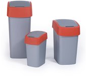 Curver pacific flip bin - cubo de basura con apertura basculante. rojo/gris de 50l