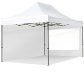3x4,5 m carpa plegable, premium acero 40mm, 2 laterales con ventanas panorámicas, blanco