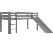 Cama de media altura 90x200 con tobogán y somier vipack pino gris