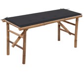 Vidaxl banco de jardín plegable con cojín bambú 118 cm