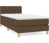 Cama con somier tapizado y colchón de tela marrón oscuro 90x190 cm