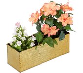 Relaxdays jardinera interior, hierro galvanizado, 13,5 x 40 x 12,5 cm, color dorado