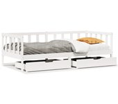 Cama para adulto | cama individual | sofá cama con cajones madera maciza de pino blanco 90x200 cm cfw55091