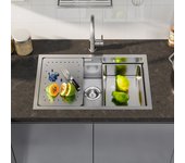 Fregadero 1 seno 70×44×21 cm + escurridor + lavabo - cecipa max fregadero de acero inoxidable fregadero encastrable cepillado