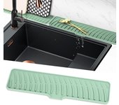 Tapete de silicona para desagüe de grifo, tapete para secar fregadero, tapete para desagüe de cocina y baño (verde, 42 cm)
