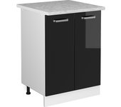 Vicco mueble bajo de cocina r-line, negro brillo intenso, 60 cm , et mármol