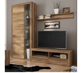Mueble de comedor, mueble salón, acabado en color cañón, medidas: 230 cm (ancho) x 212 cm (alto) x 41,4 cm (fondo)
