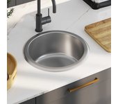 Vidaxl fregadero de cocina con colador y sifón de acero inoxidable