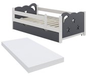 Vitalispa cama infantil jessica, gris, 70x140 cm con cajón, sin colchón