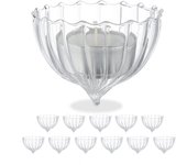 Relaxdays set 12 portavelas flotantes, cristal, soportes velitas té, decoración agua para bodas, piscinas, transparente