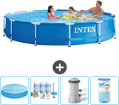 Paquete de piscina - intex - alrededor - 366x366x76 cm + accesorios a1544